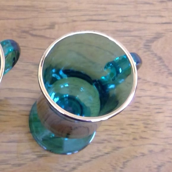 S/4 Gold-rimmed Green Vintage Libbey Irish Coffee Pedestal Mugs, St. Patty's Day - Picture 9 of 10